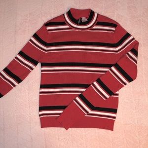 Red stipe long sleeve top